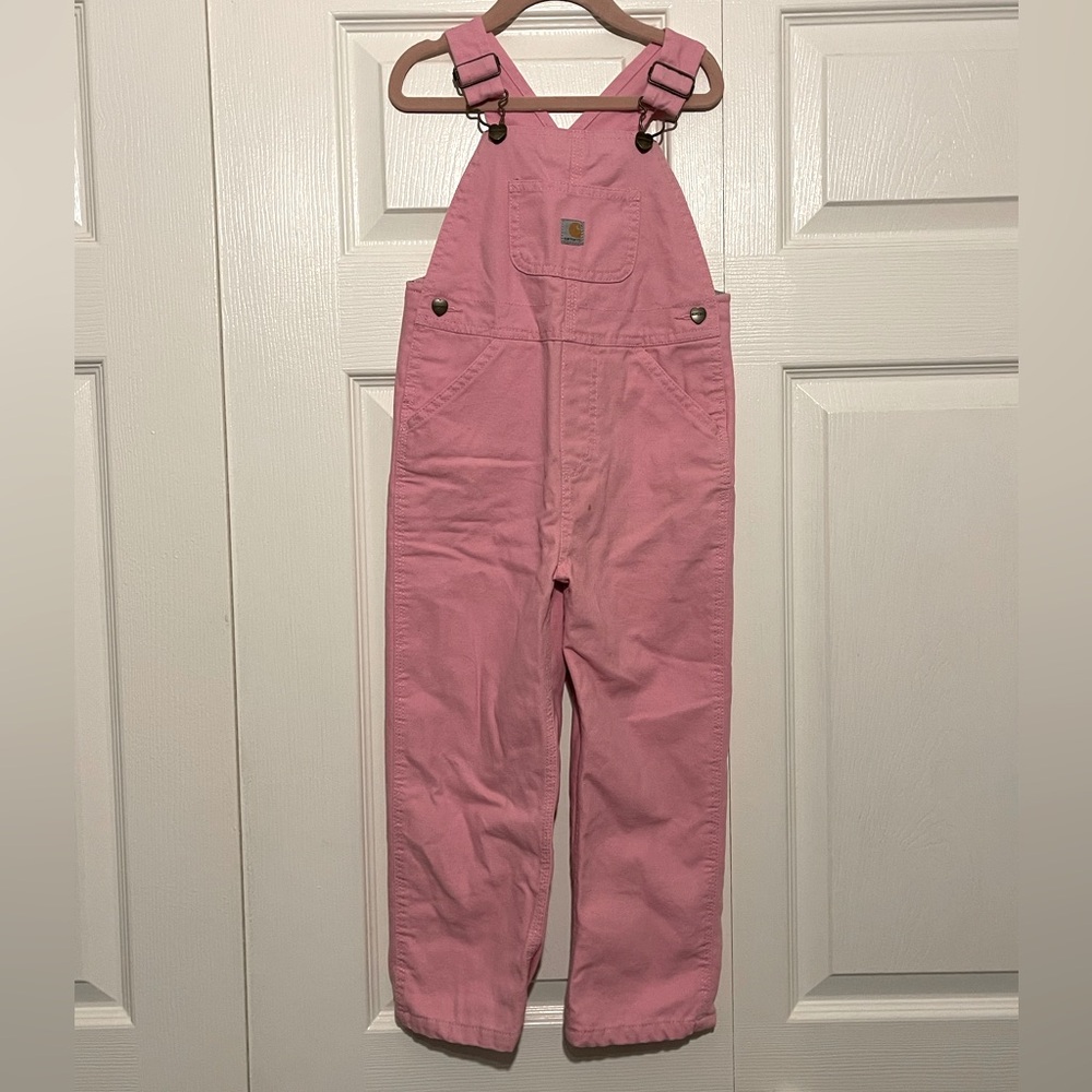 Carhartt Light Pink Canvas Toddler Bib Overalls Size 4T